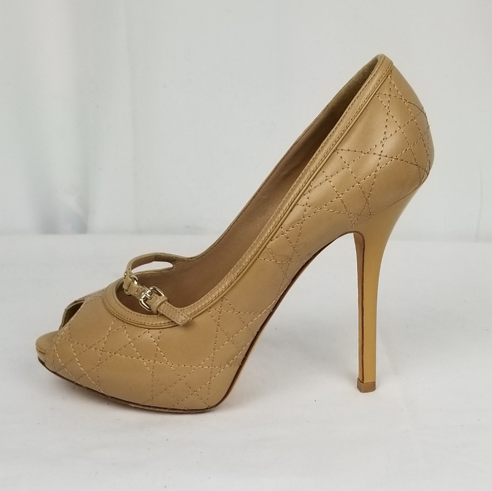 Dior Cannage Quilted  Leather Heels Pumps size 37